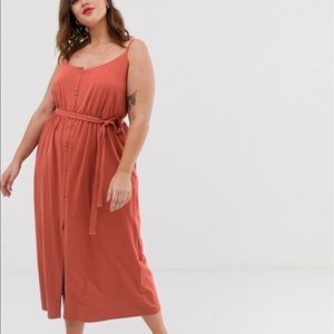 Button Maxi Dress with Waist Tie Belt NWOT